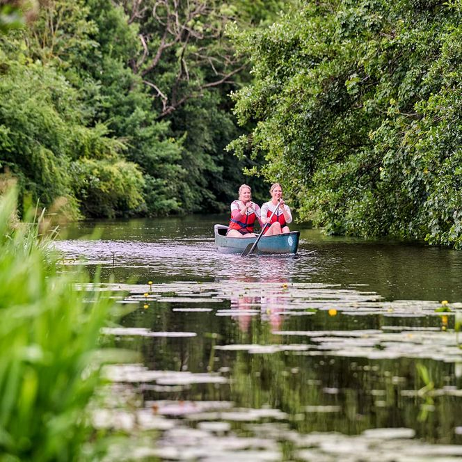 Zwei Frauen im Kau auf der sommerlichen Medem
